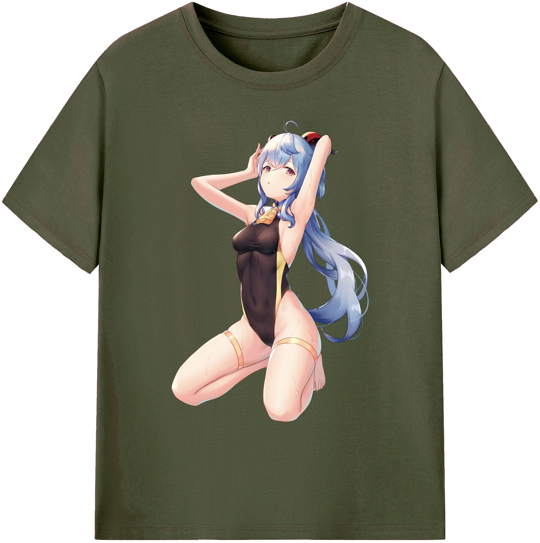げんし神 甘雨 かんう genshin Ganyu 綿100％ メンズ半袖Tシャツ｜肌触りやわらか＆通気性